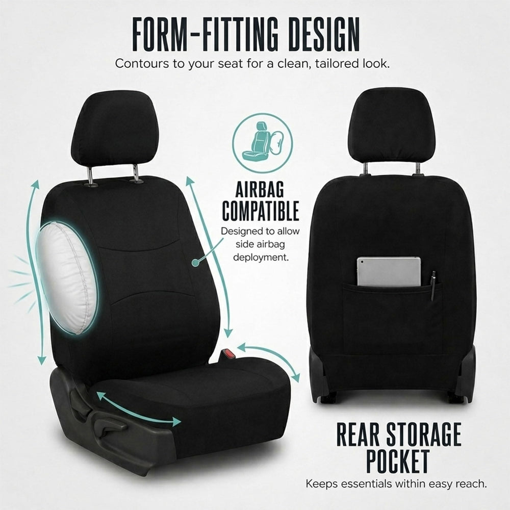FH Group airbag compatible seat covers feature side stitching for safe deployment
