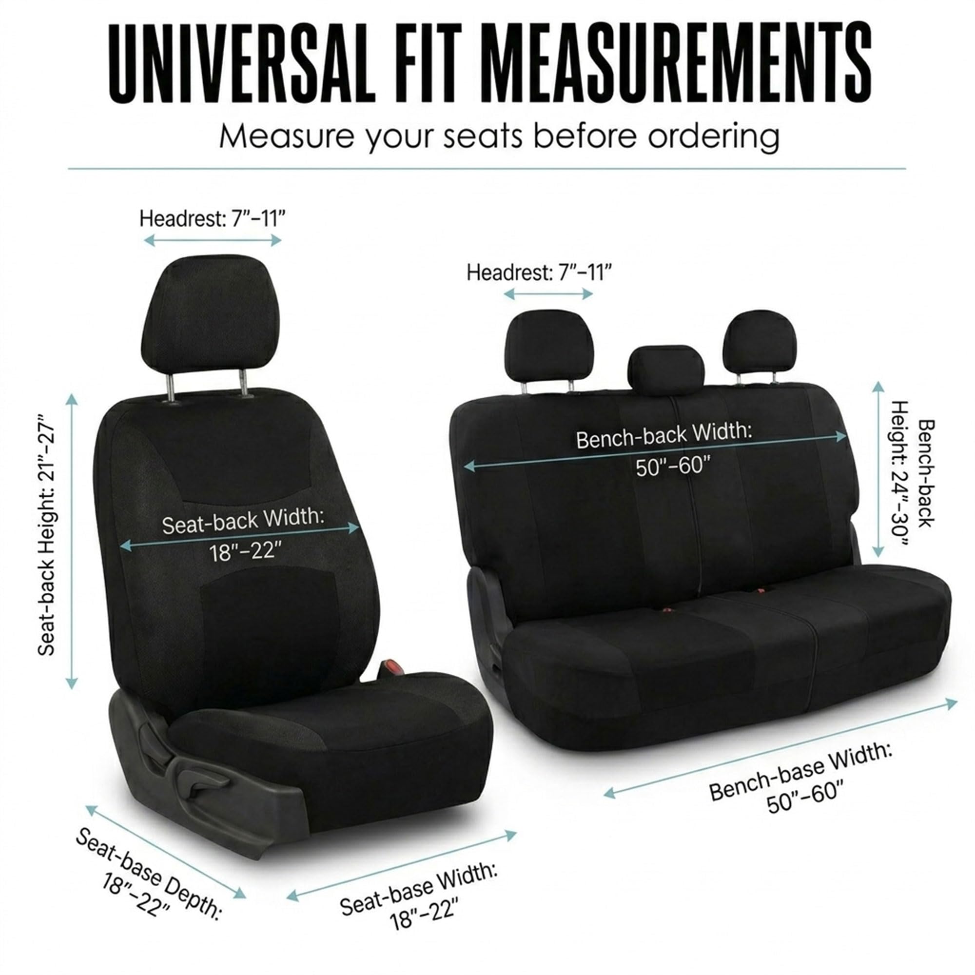 FH Group black fabric interior protection suitable for SUV, sedan, and van interiors