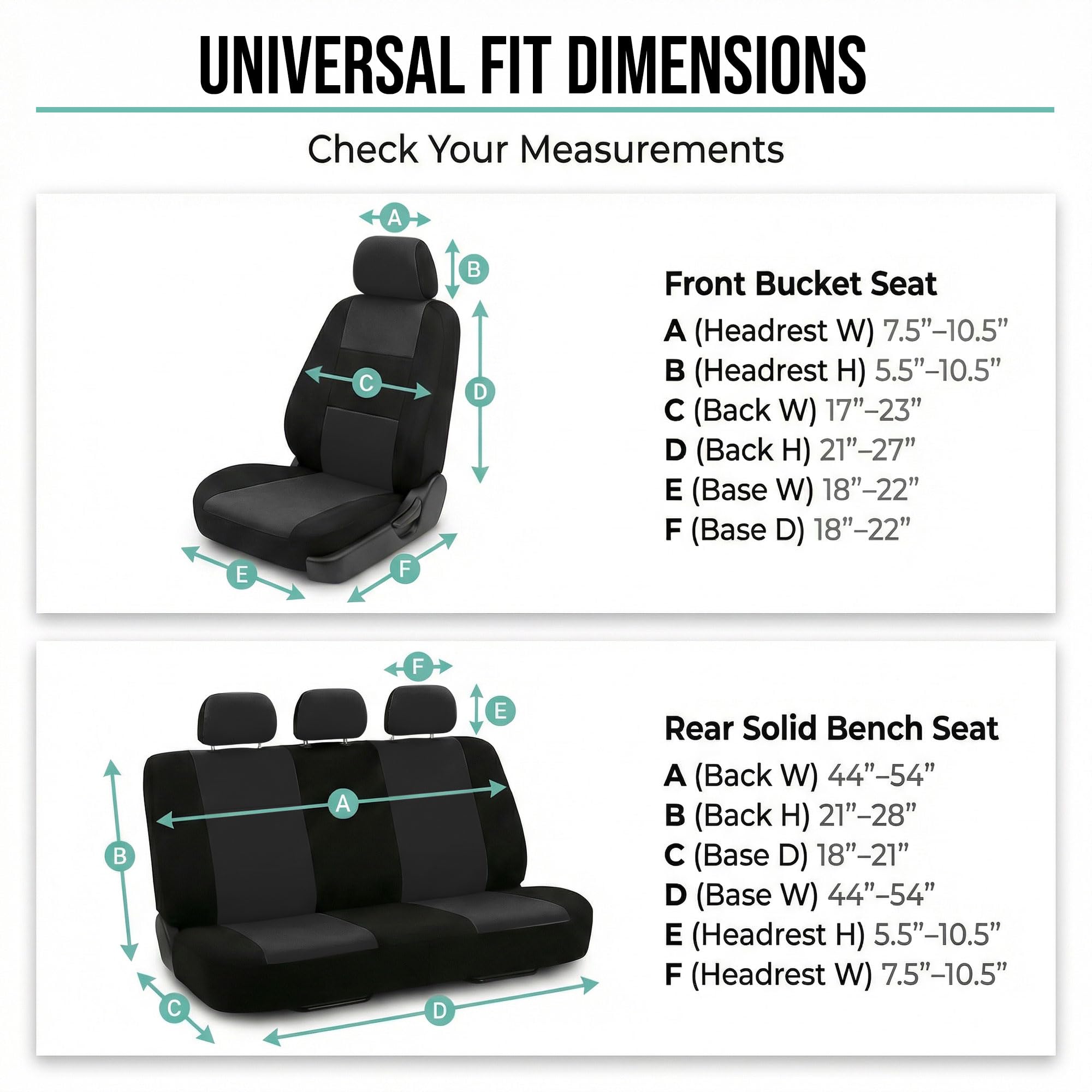 Machine washable FH Group Bright Flat Cloth seat covers for easy cleanup