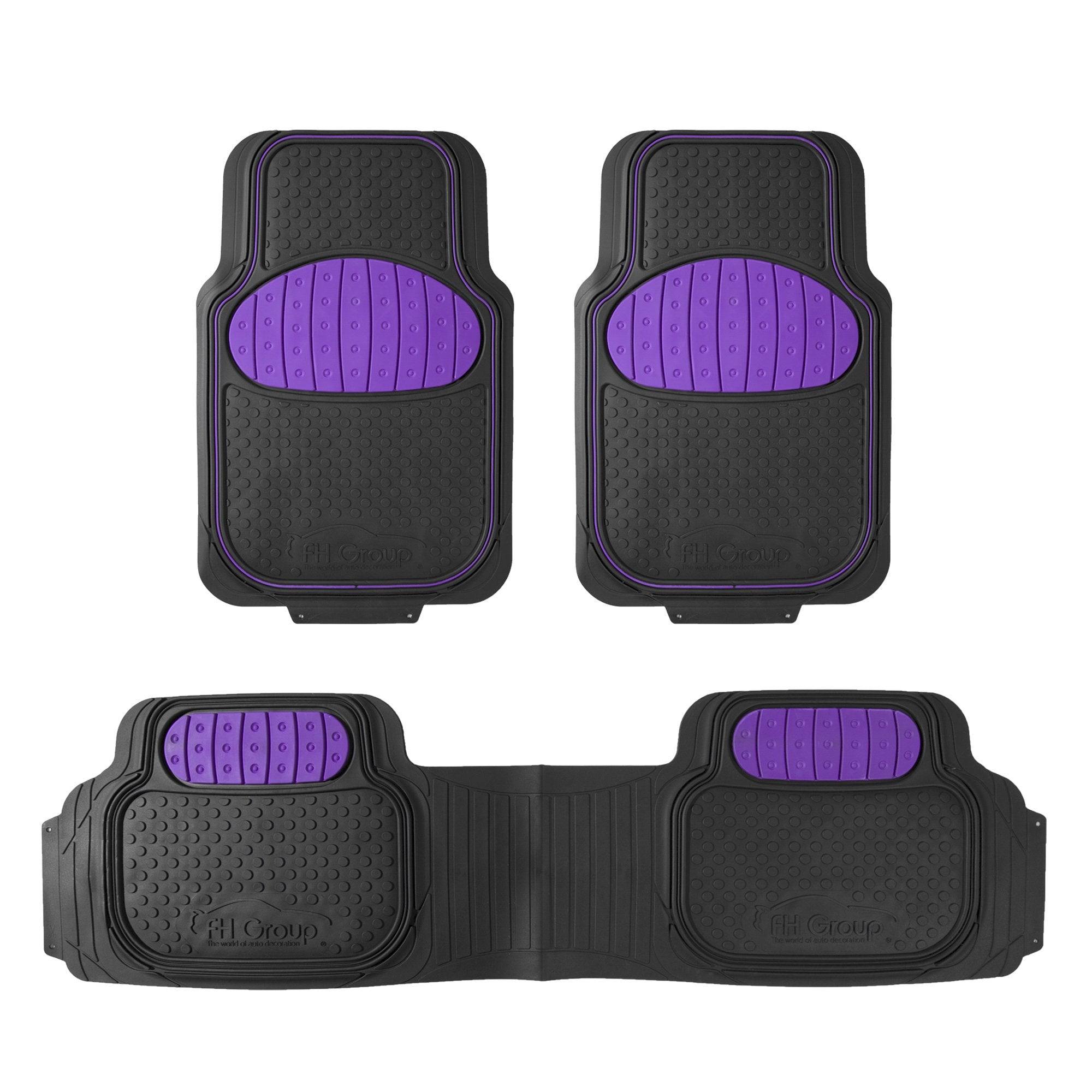 FH Group heavy-duty rubber car floor mats with deep ridges protect against spills.