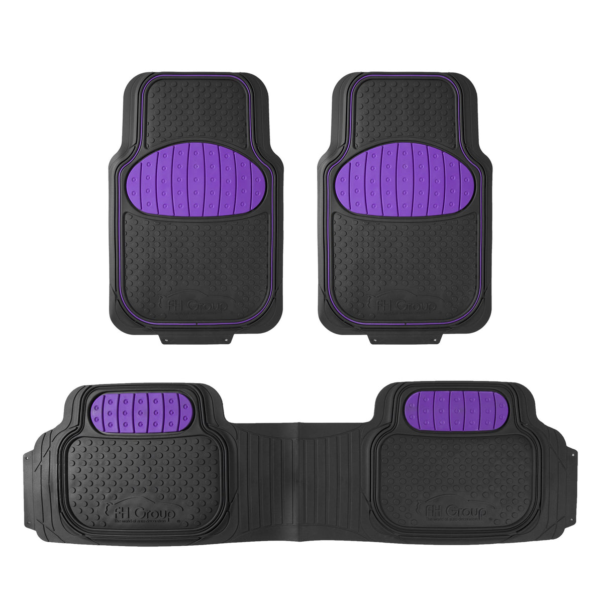 FH Group heavy-duty rubber car floor mats with deep ridges protect against spills.