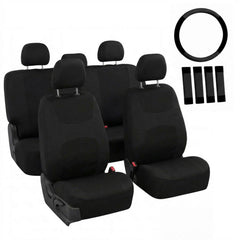FH Group full set cloth seat covers on front seats offer durable protection and easy cleaning