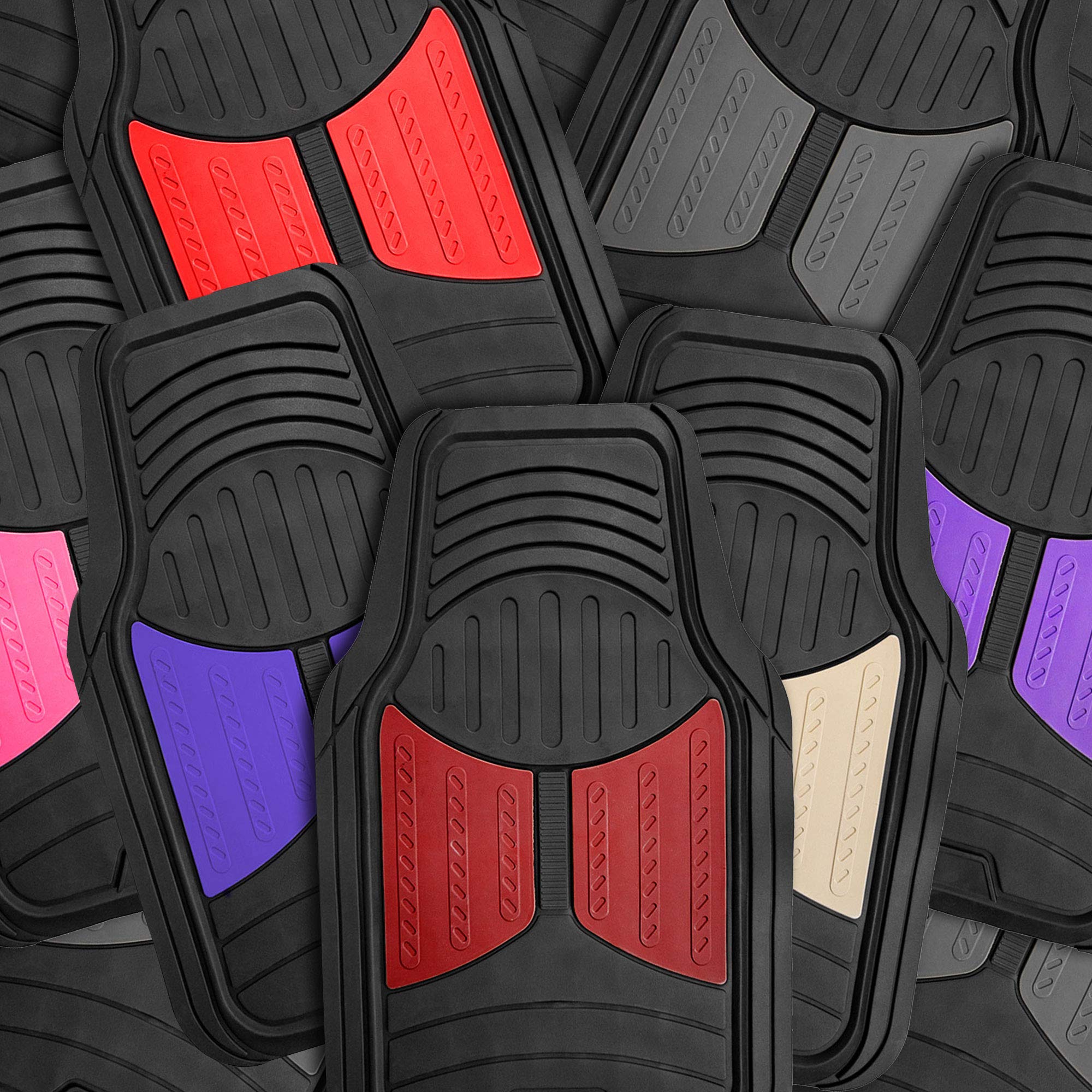 FH Group full set of rubber floor mats protecting front and rear floors