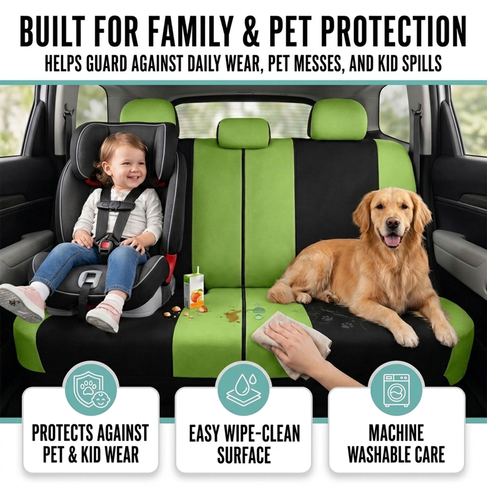 FH Group Green Combo backrest zipper and mesh panels enable seating movement