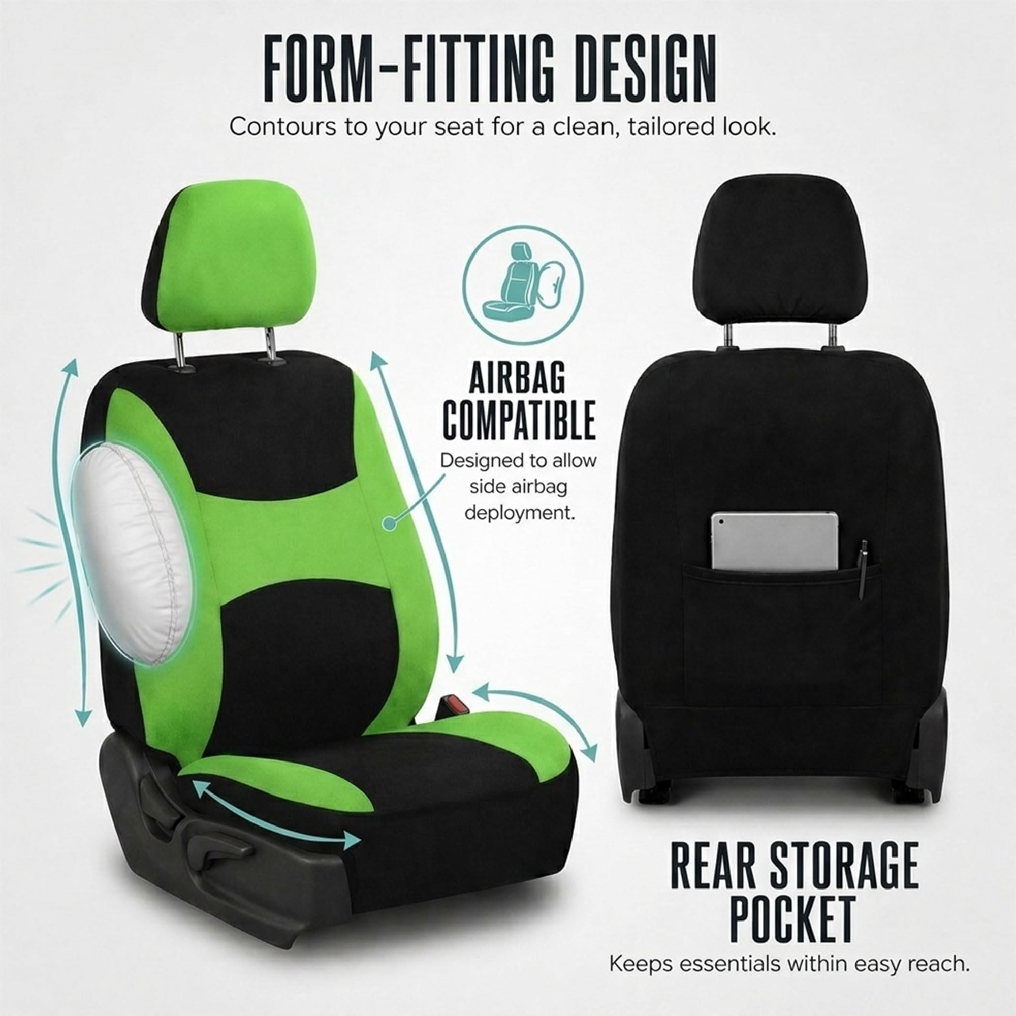 FH Group Green Combo rear seat covers shield rear benches from spills