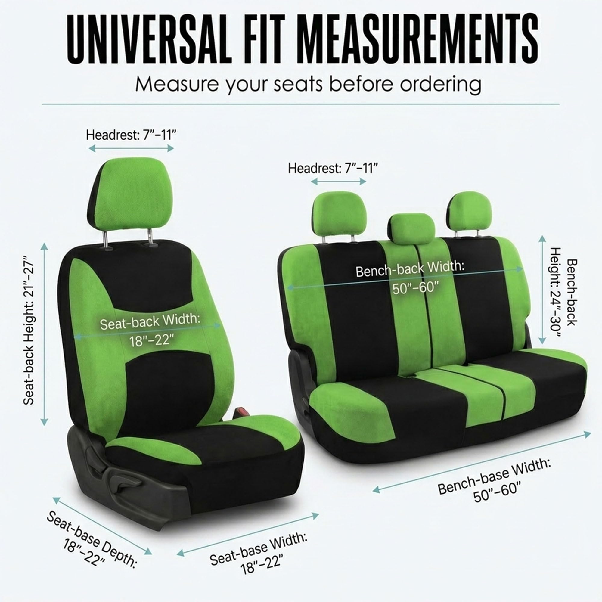 FH Group Green Combo split rear bench compatibility covers 50/50 40/60 and 60/40