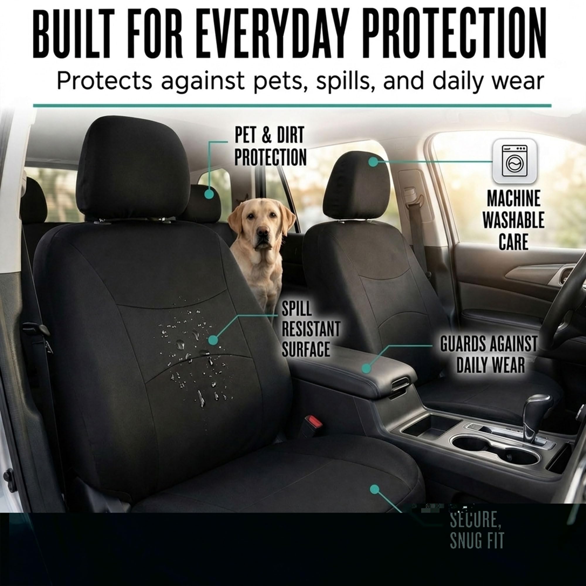 FH Group headrest compatible covers work with removable headrests for flexibility