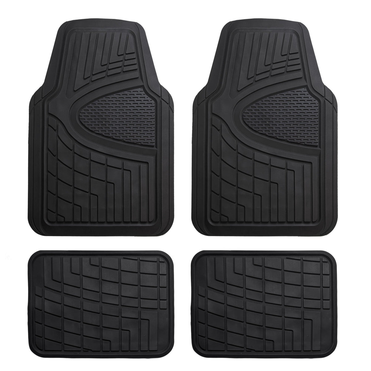 FH Group heavy-duty rubber floor mats protecting car interior from spills and dirt