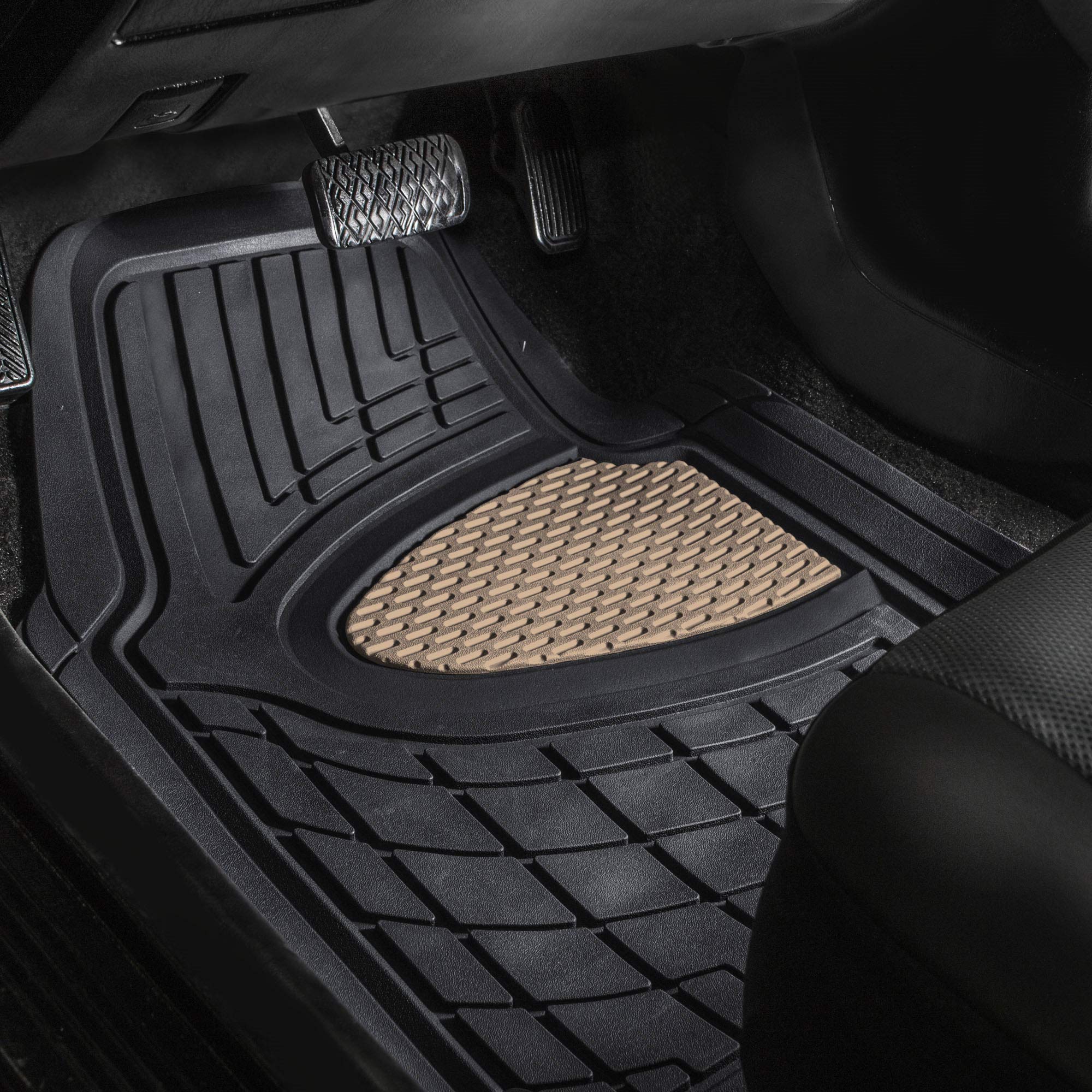 FH Group Premium Liners cargo mat black guards trunk spills with deep channels.