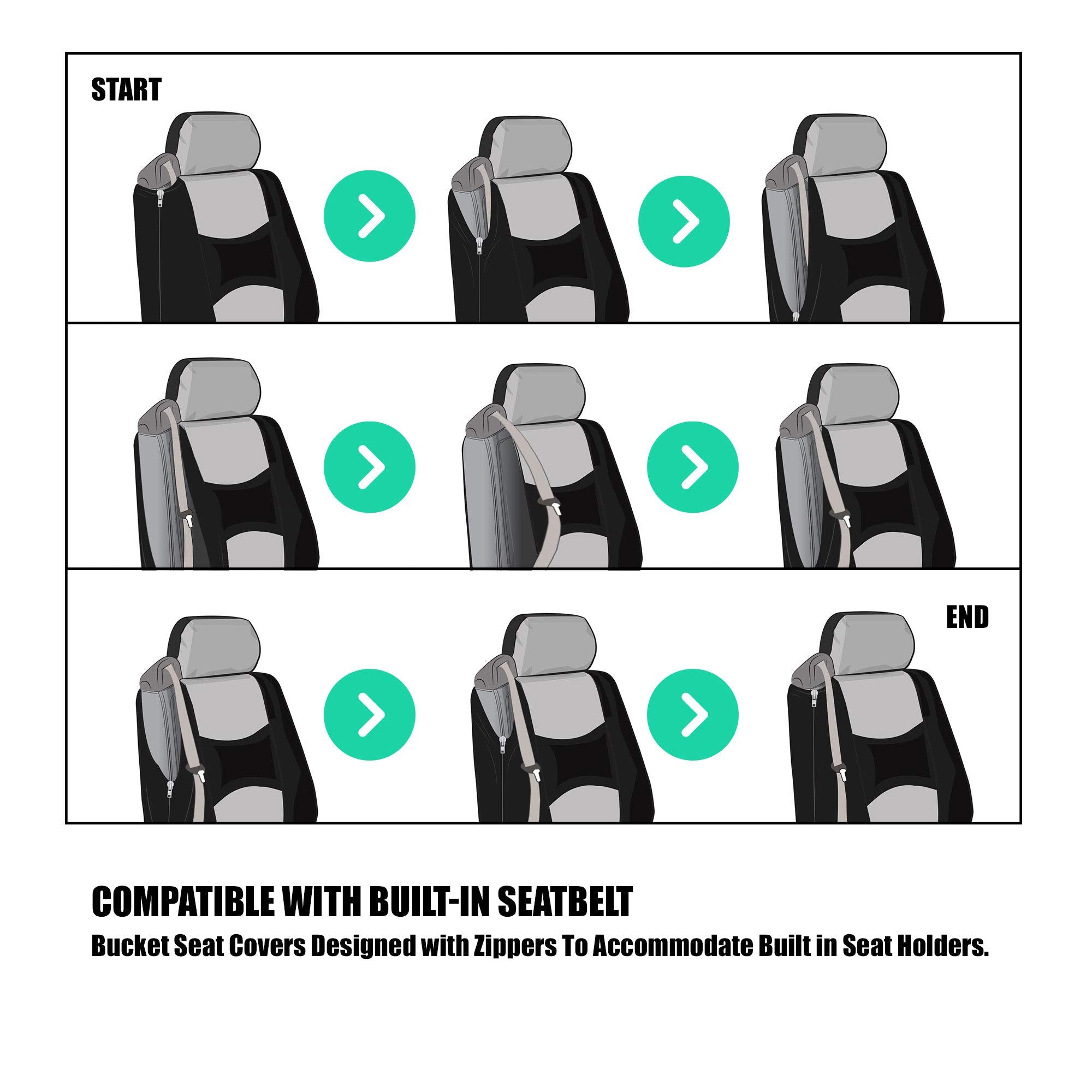 FH Group seat covers stitch-detail design elevates interior while shielding against wear.