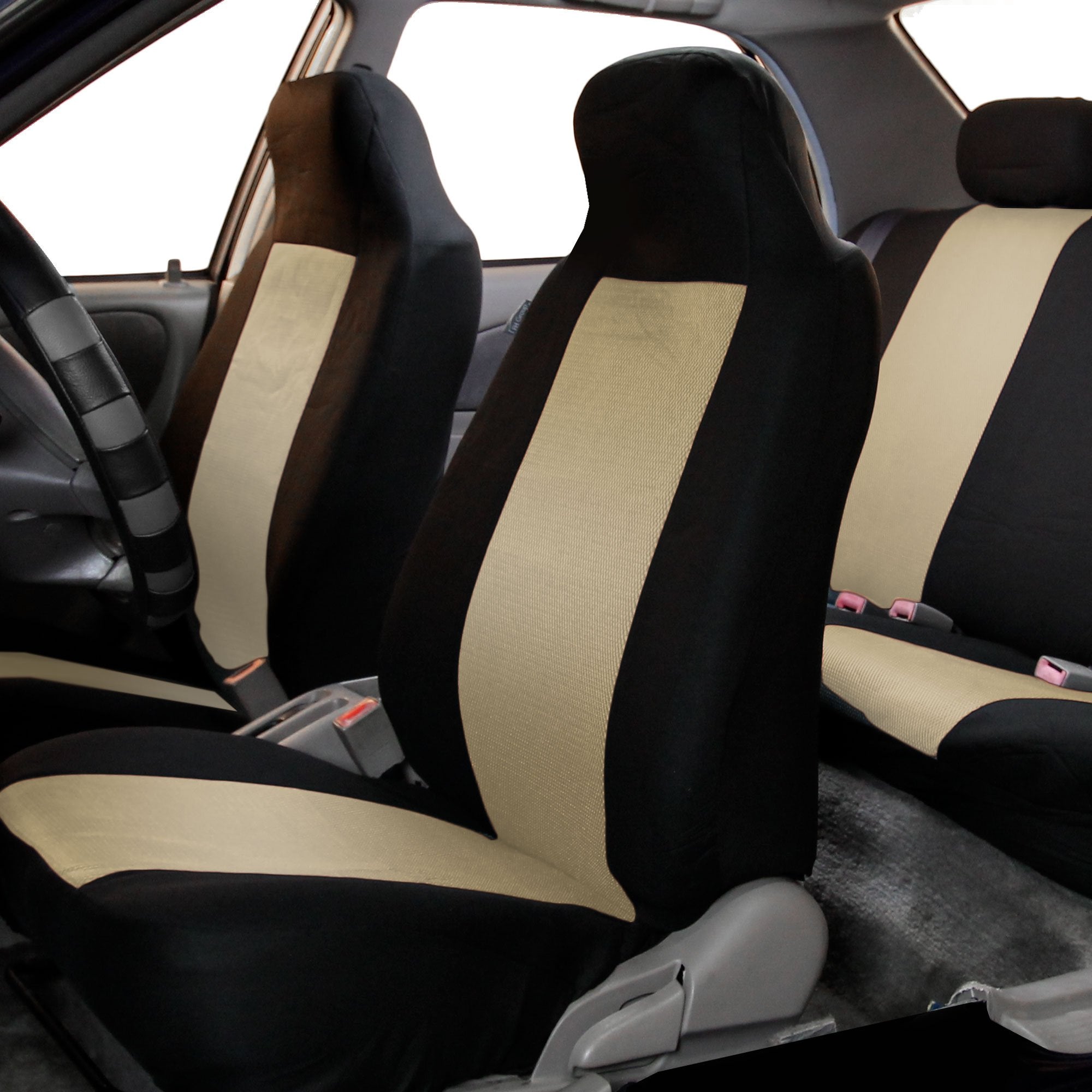 FH Group universal fit-front seat covers provide a snug, adaptable fit for most vehicles.