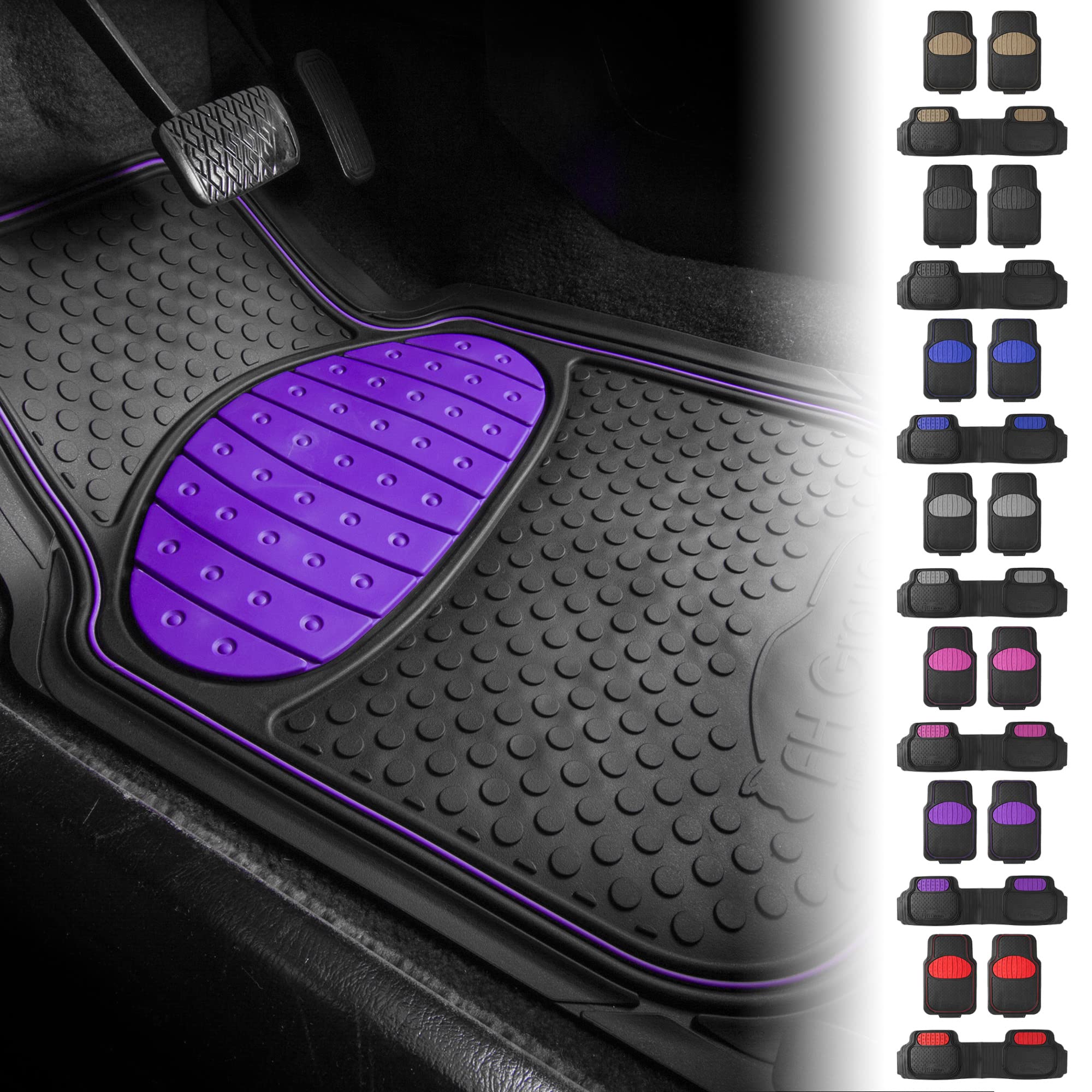FH Group full-set mats fit sedans, SUVs, and trucks for complete coverage.