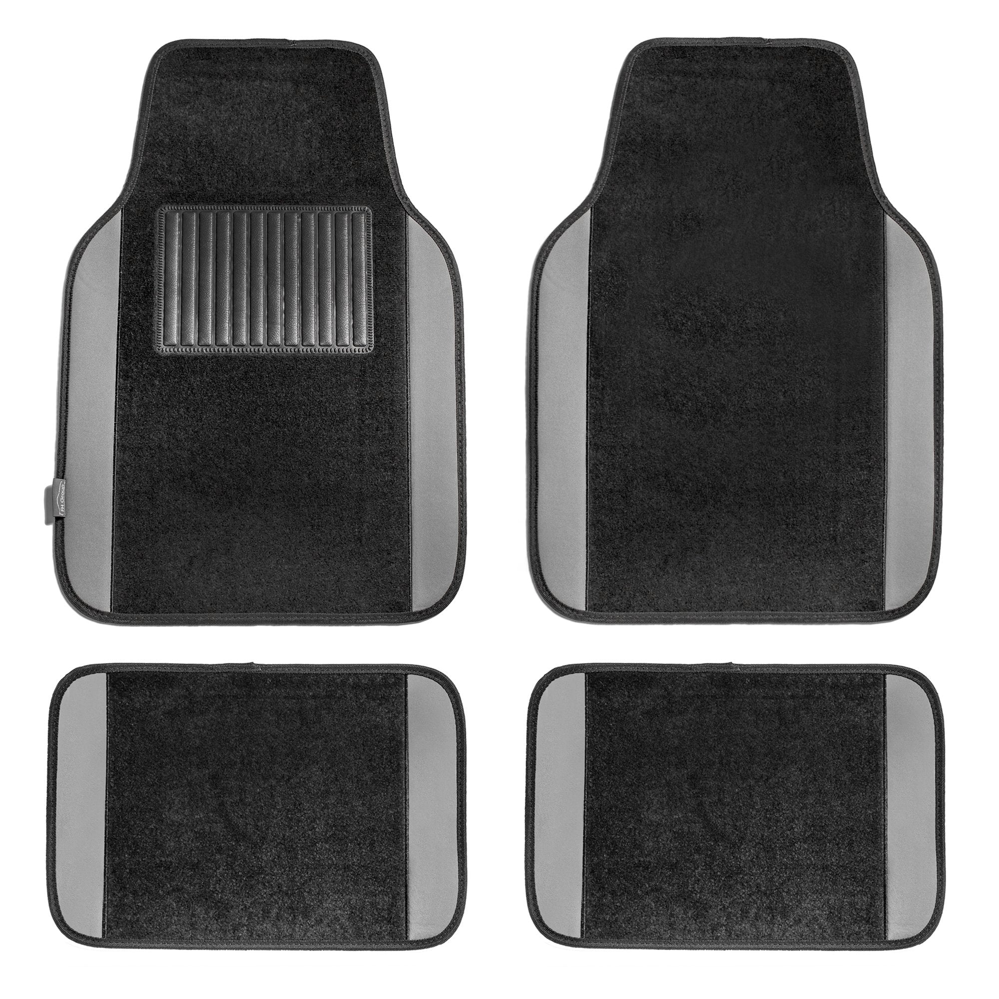 FH Group universal-fit car floor mats provide full coverage and easy cleanup.