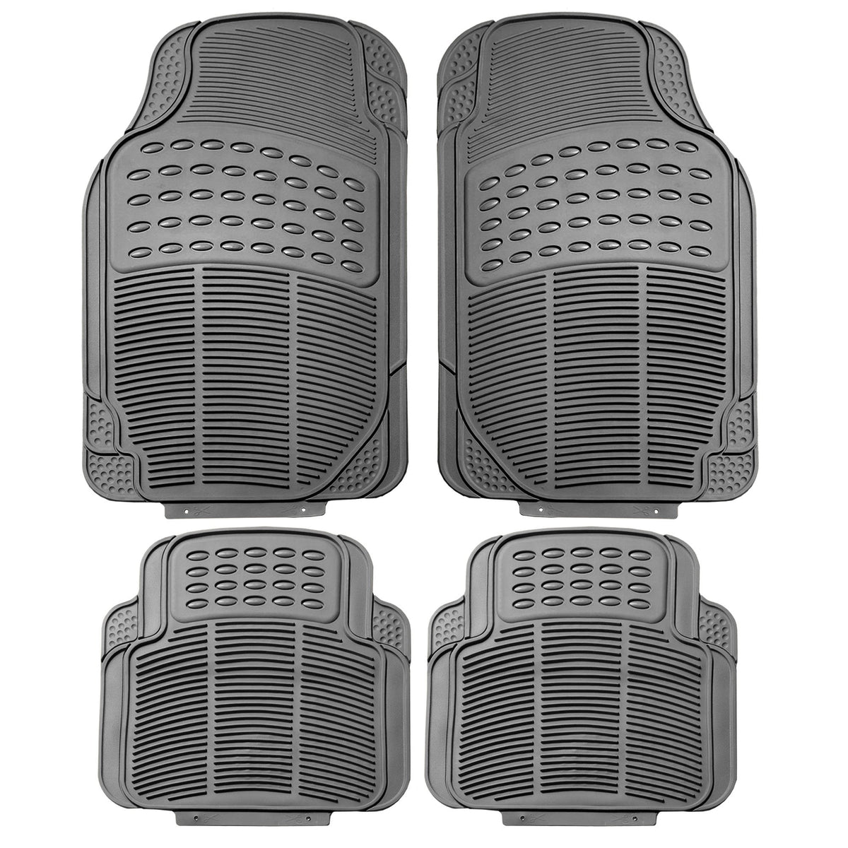FH Group universal-fit rubber floor mats full set gray for all-weather protection.