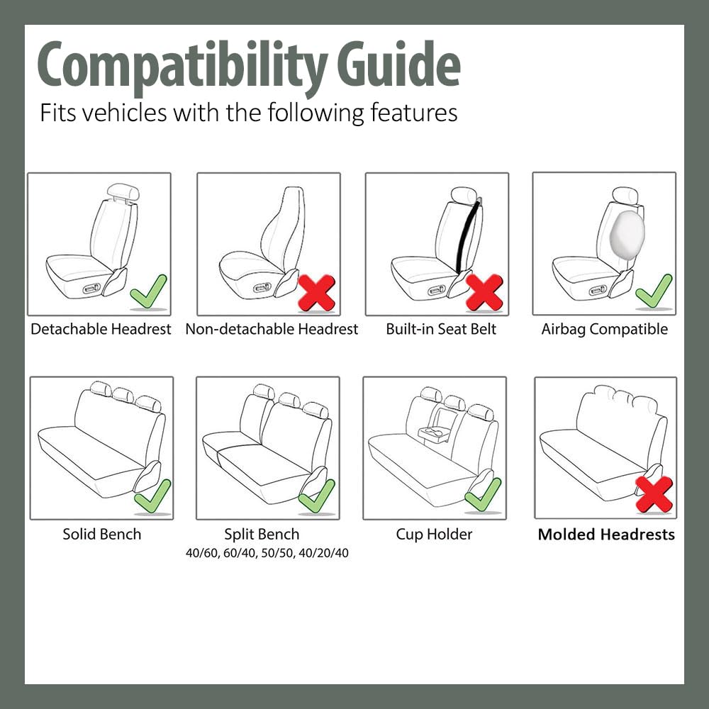 FH Group universal seat covers full set, purple color option enhances interior style.