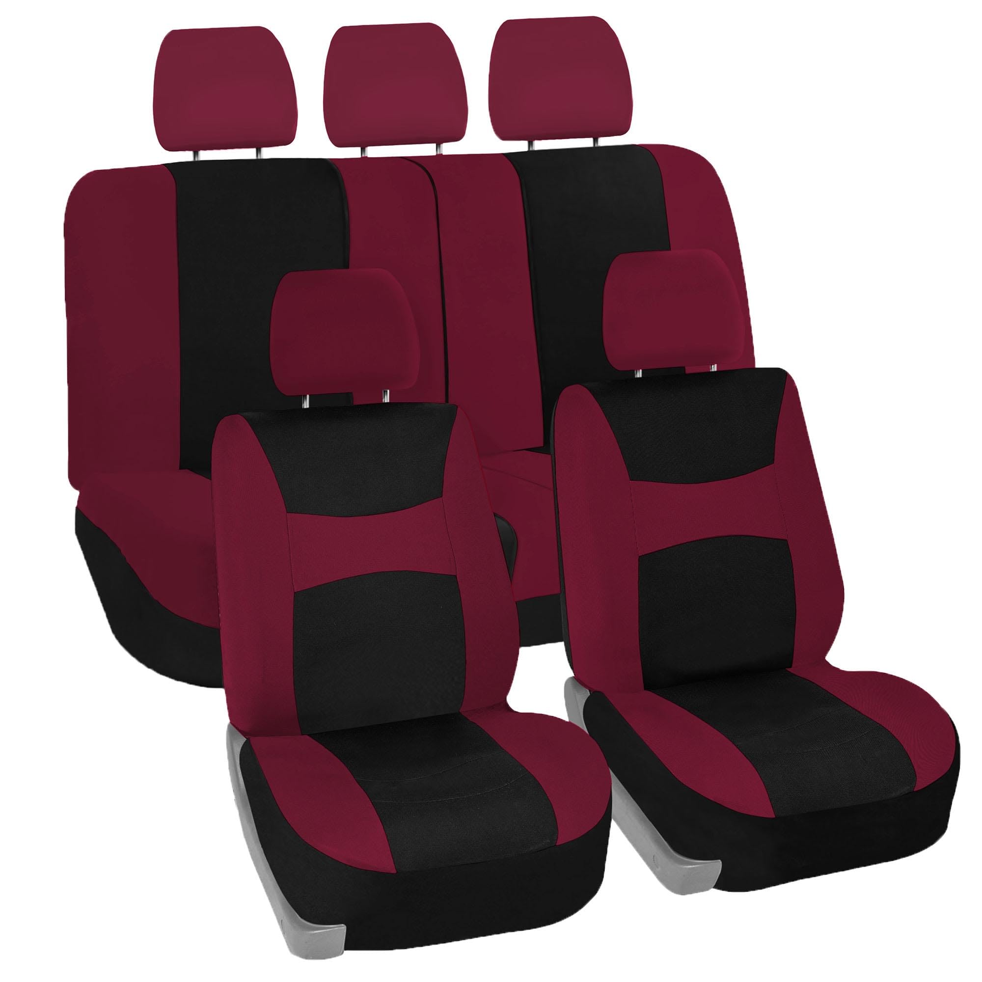 FH Group burgundy headrest covers add color and protection.