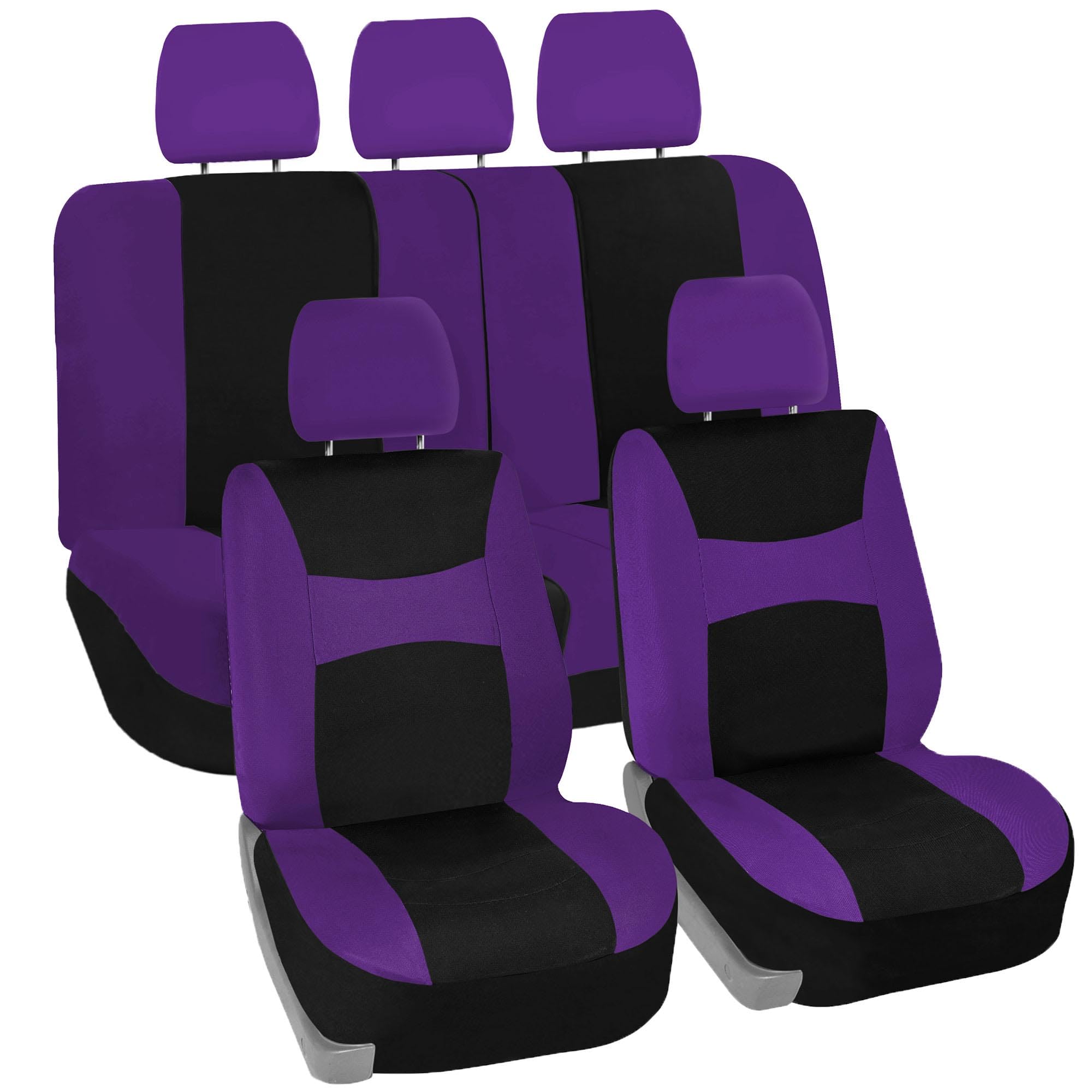FH Group universal seat covers full set, headrest covers add color while guarding upholstery.