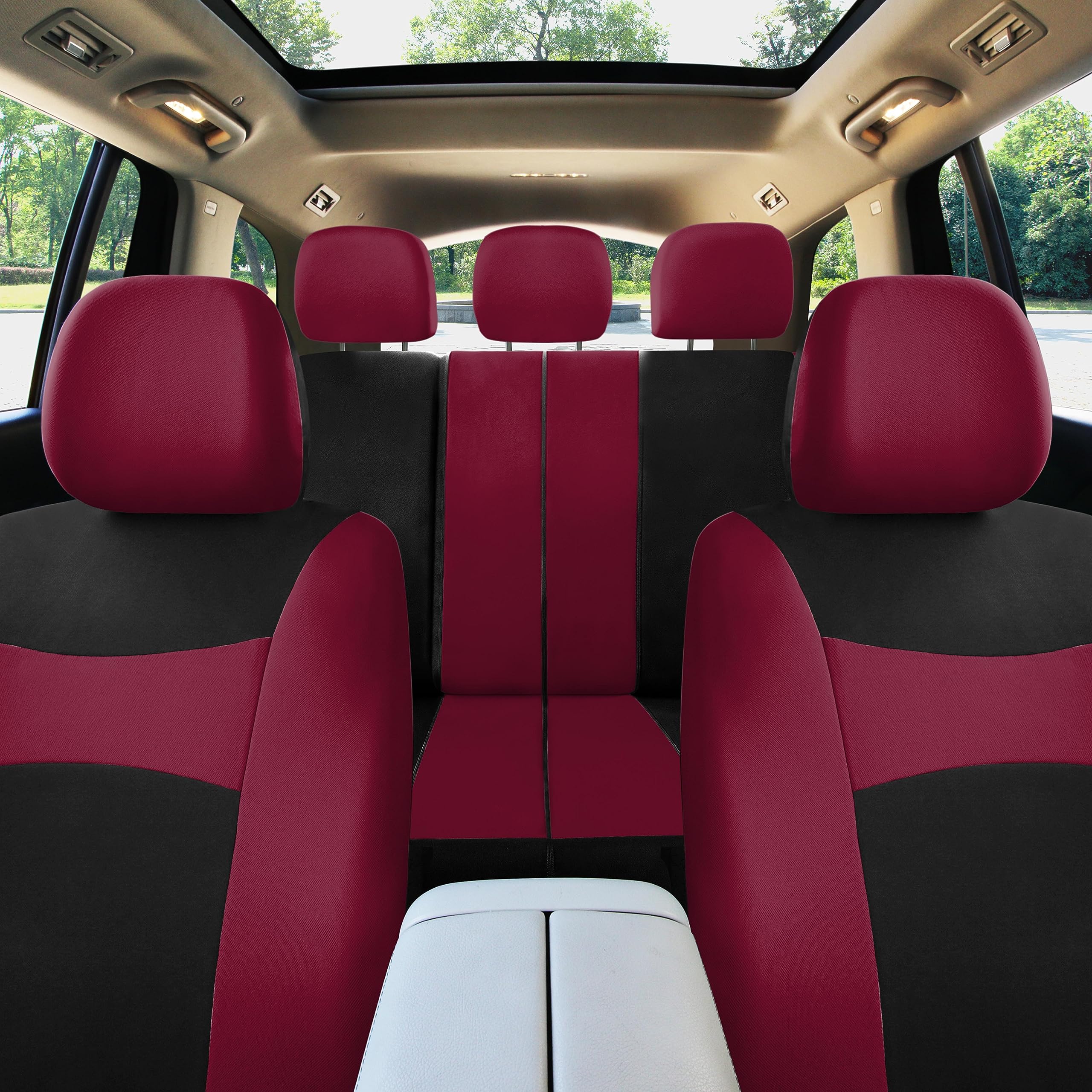 FH Group burgundy interior upgrade adds style to any cabin.