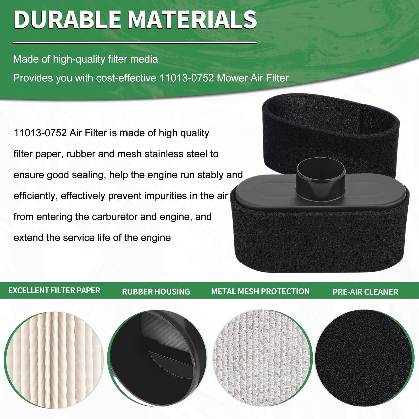 FHSJXR air filter kit for Kawasaki FR651V supports smooth operation under tough tasks.