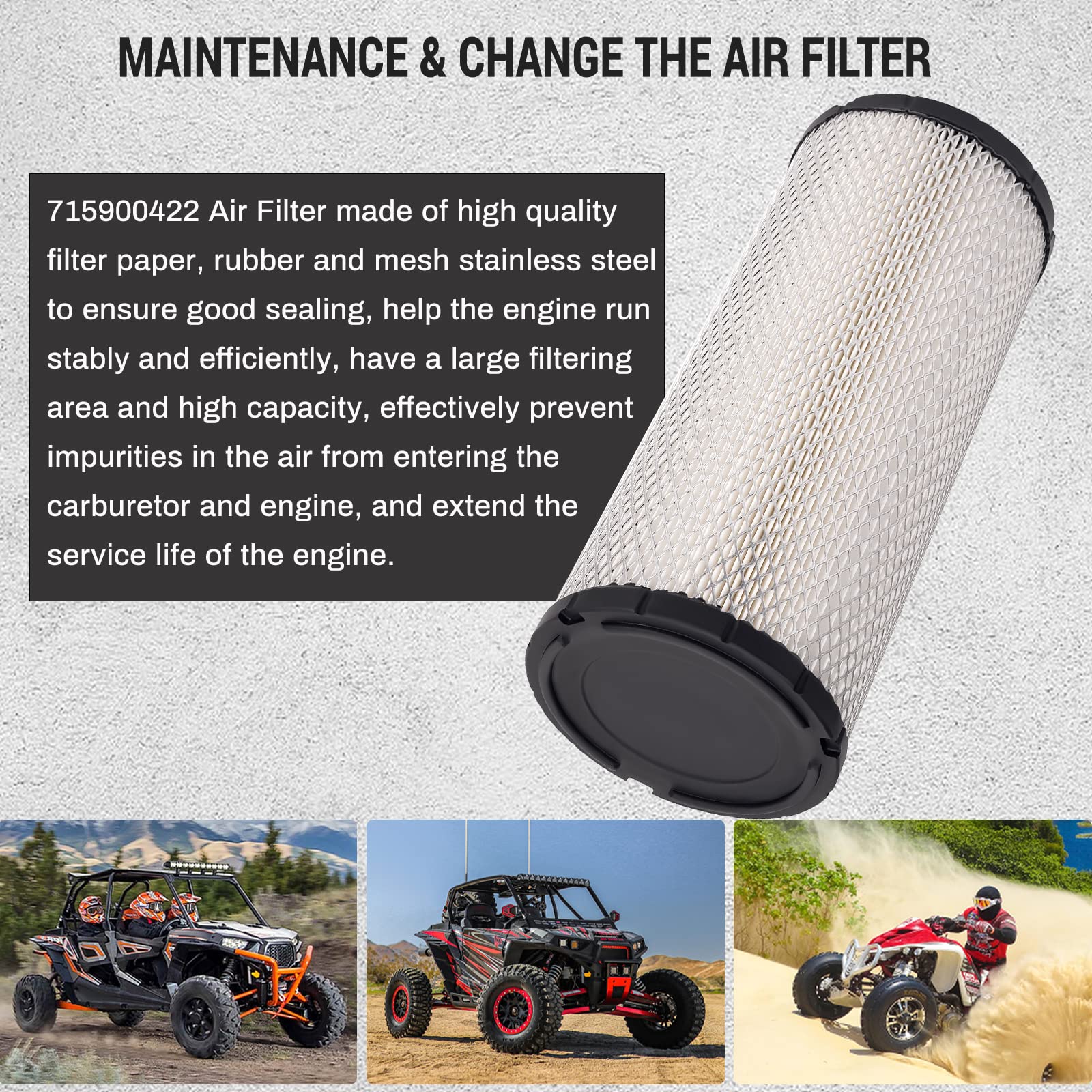 FHSJXR Maverick Max Turbo RR air filter built for rugged terrain.