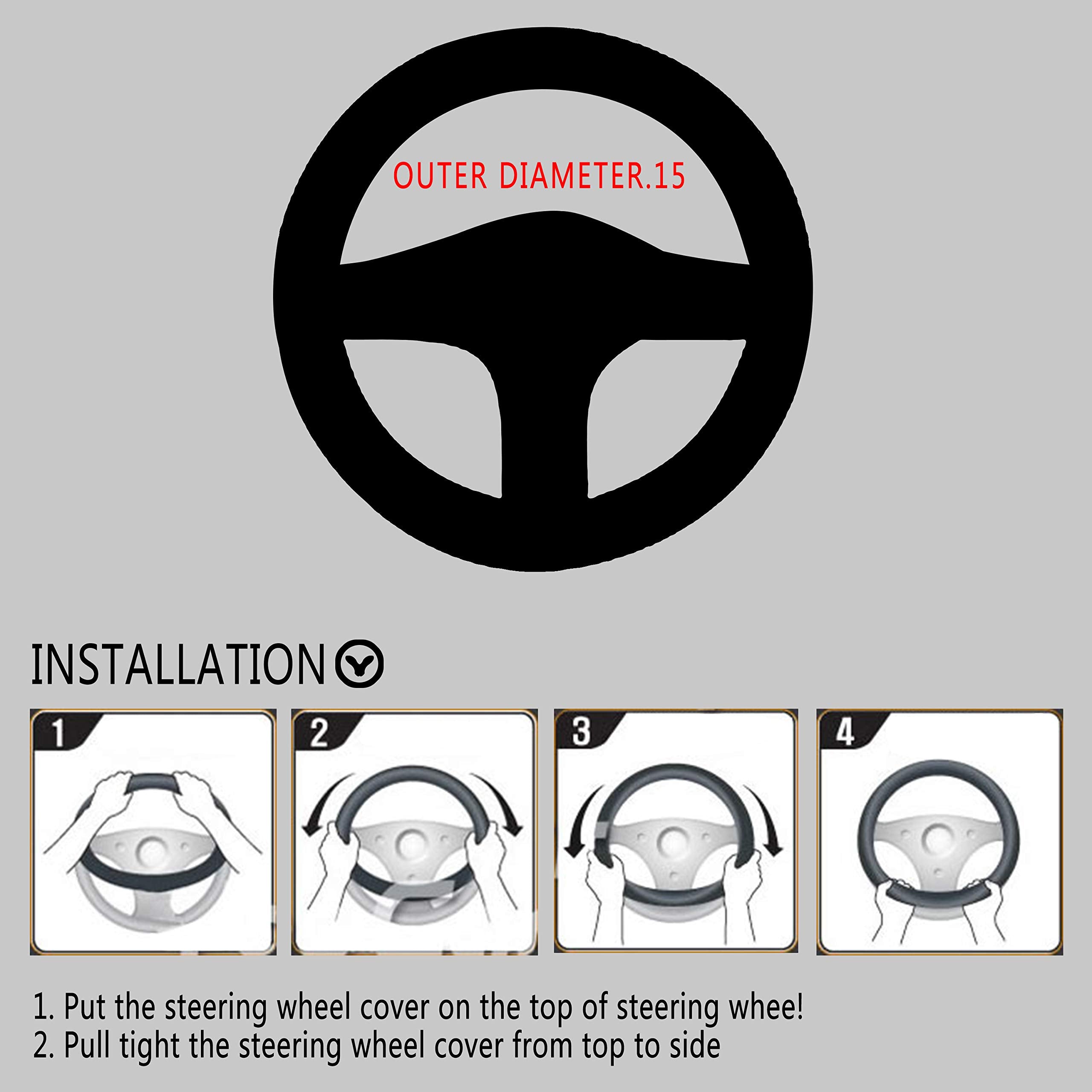 FHQSX steering wheel cover inner anti-slip layer improves grip while driving.