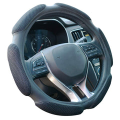 FHQSX steering wheel cover shows breathable microfiber texture for comfortable grip.