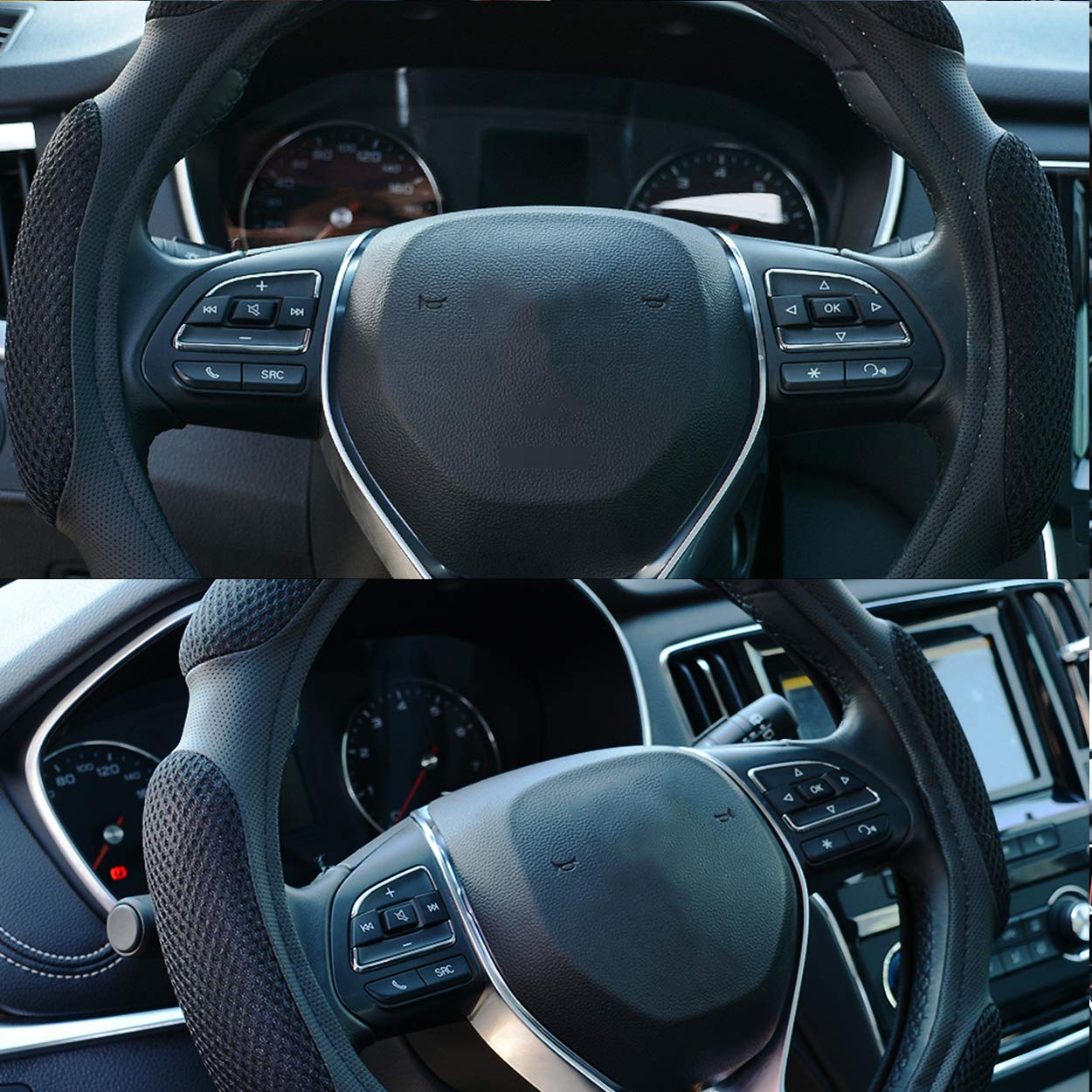FHQSX cover protects wear and adds a touch of luxury to the wheel.