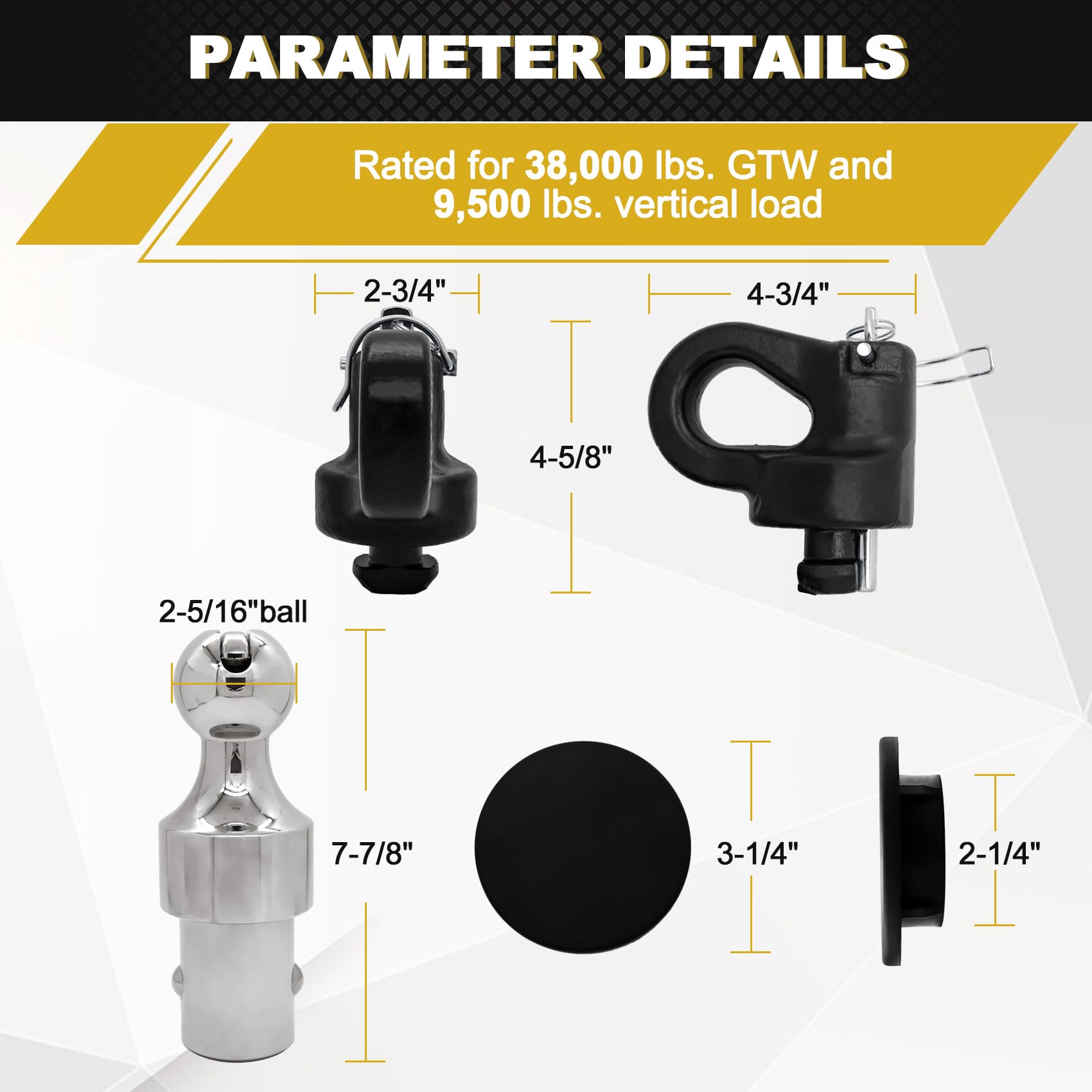 FHRHRY 60692 gooseneck ball kit supports 38000 lbs GTW and 9500 lbs VTW