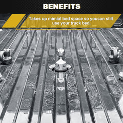 Durable rubber hole cover protects the hitch opening.