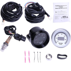 FHRHRY wideband UEGO gauge front view with customizable bezels for tailored style