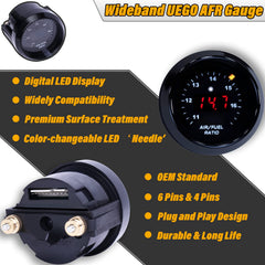 FHRHRY wideband UEGO gauge side view showing compact 52mm housing