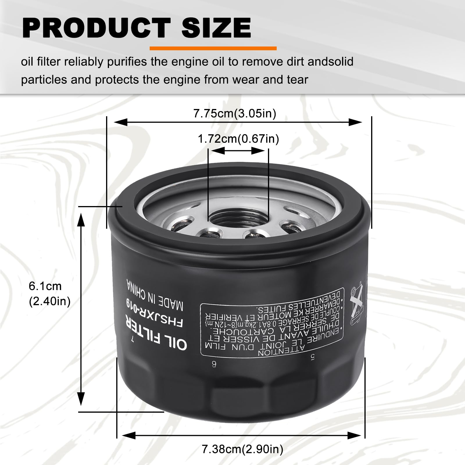 FHSJXR 49065-0721 oil filter gasket visible for a tight seal on Kawasaki engines.