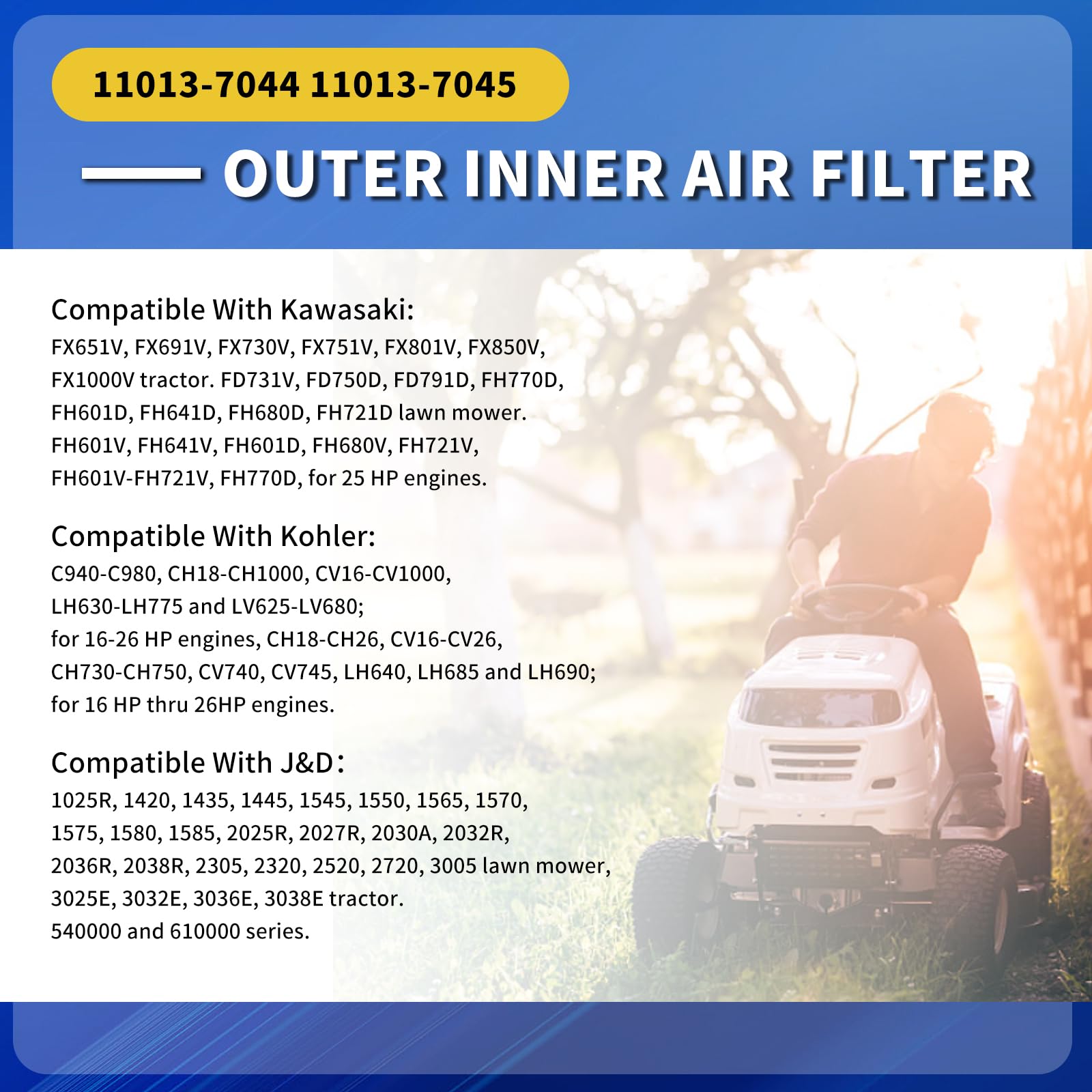 FHSJXR air filter installed in mower housing showing a tight seal.