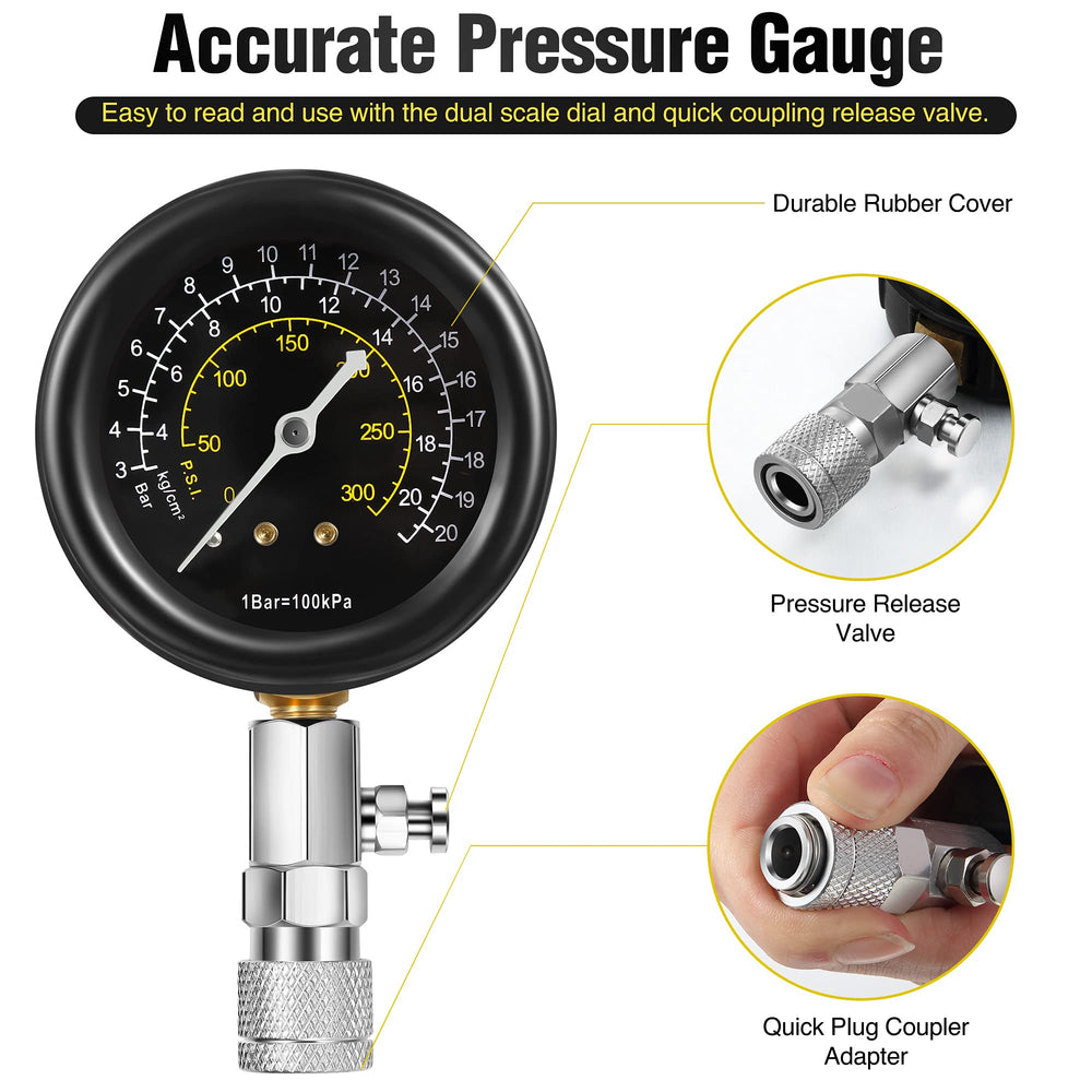 Fiada 300psi dual units gauge offers clear, readable pressure readings.