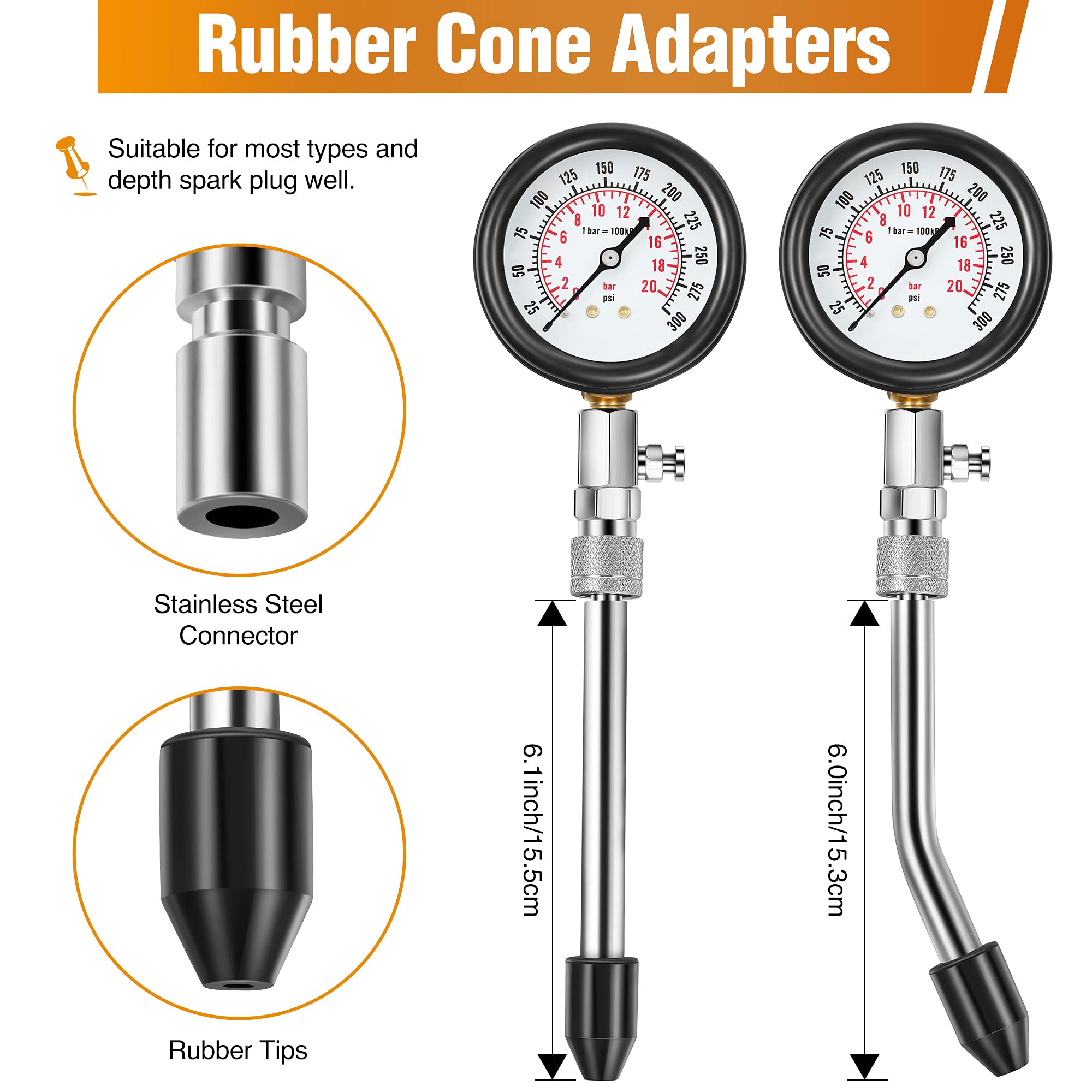Fiada straight rubber cone adapter ready for accessible spark plug holes.