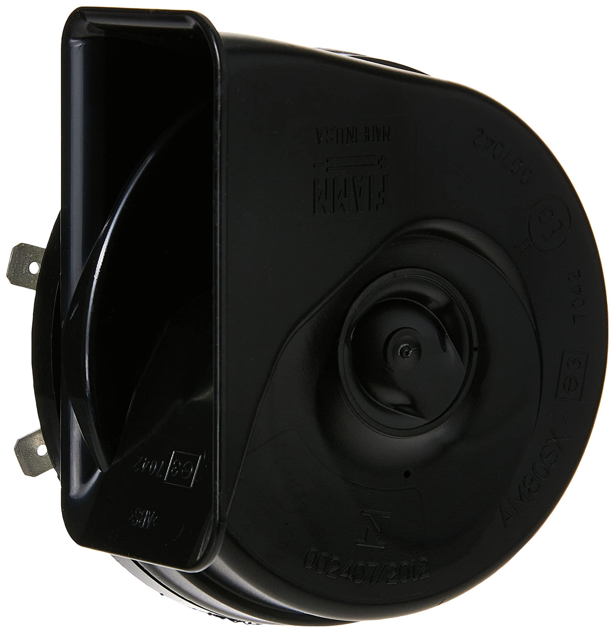 FIAMM Freeway Blaster close-up highlighting loud 130dB alert for vehicle safety.