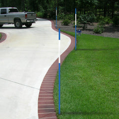 FiberMarker blue driveway marker at night demonstrates 360-degree reflection.