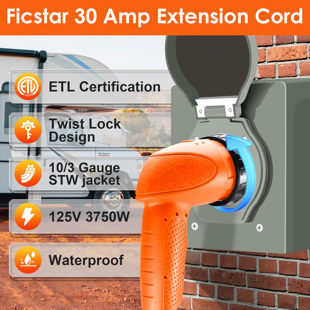 Ficstar reverse polarity indicator on male end helps verify safe wiring.