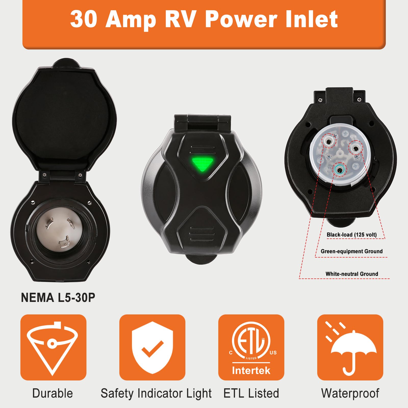 Ficstar RV power plug 30A twist-lock ensures a secure connection outdoors