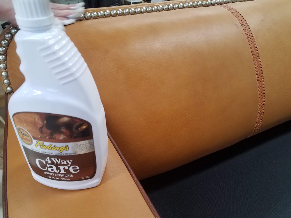 Fiebing's 4 Way Care finish highlights natural wax sheen for durable conditioning.