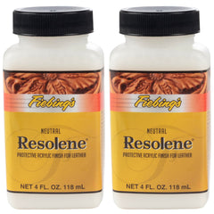 Fiebing's Acrylic Resolene bottle shown for durable leather protection and a smooth top coat.
