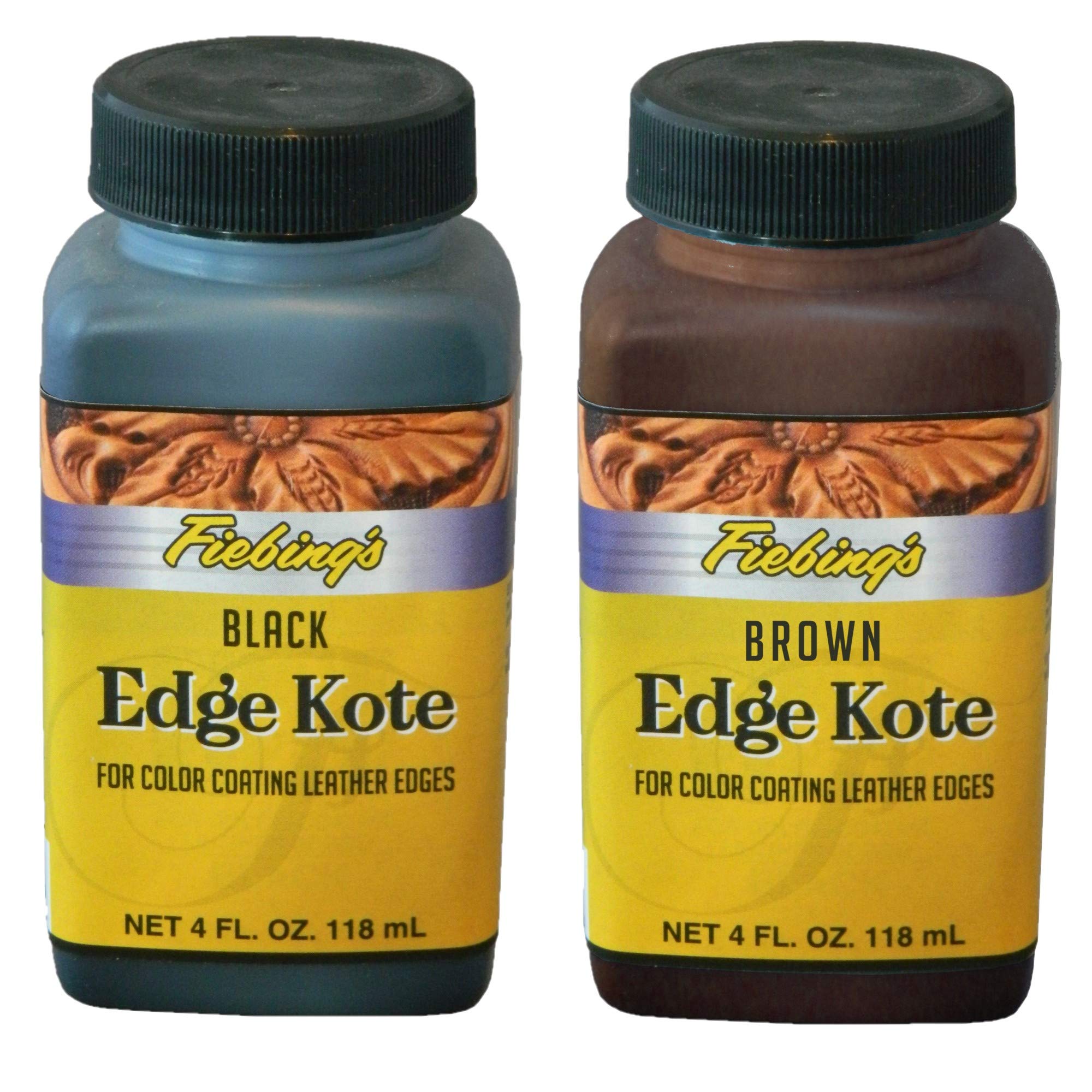Fiebing's Edge Kote Black edge coat seals leather edges with a durable semi-gloss finish.