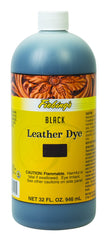 Fiebing's Leather Dye 32oz Black bottle closeup highlights deep, even color for projects