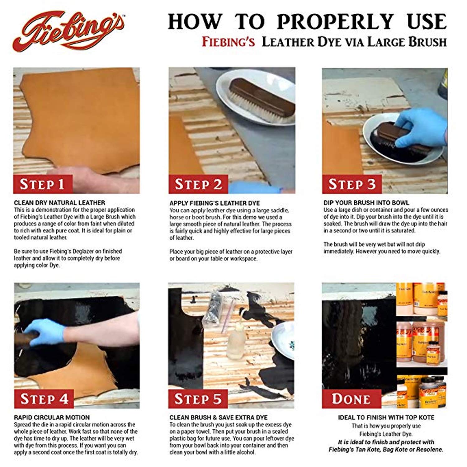 Fiebing's Leather Dye softens and nourishes leather during color change