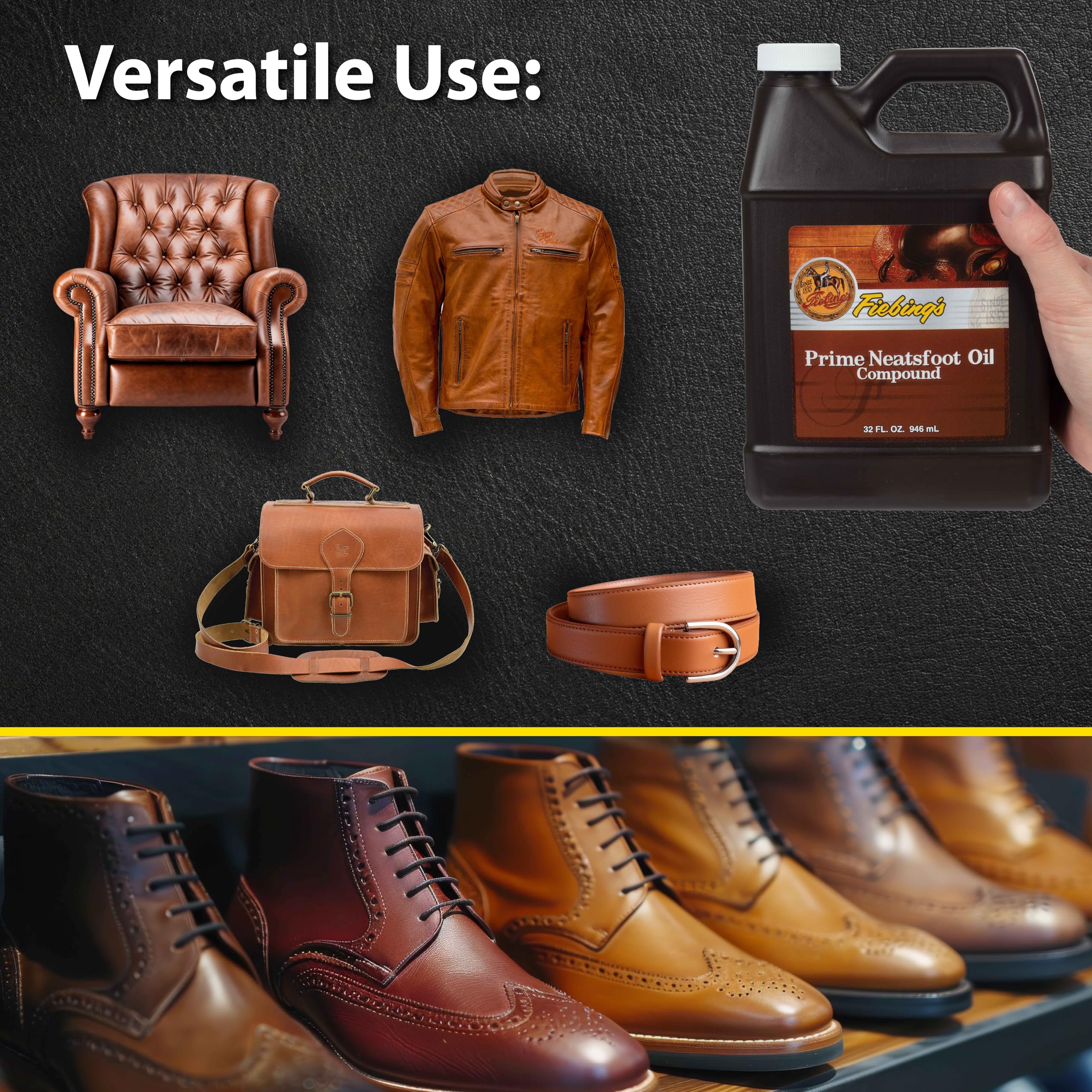 Applying Fiebing's Prime Neatsfoot Oil on leather demonstrates improved smoothness.