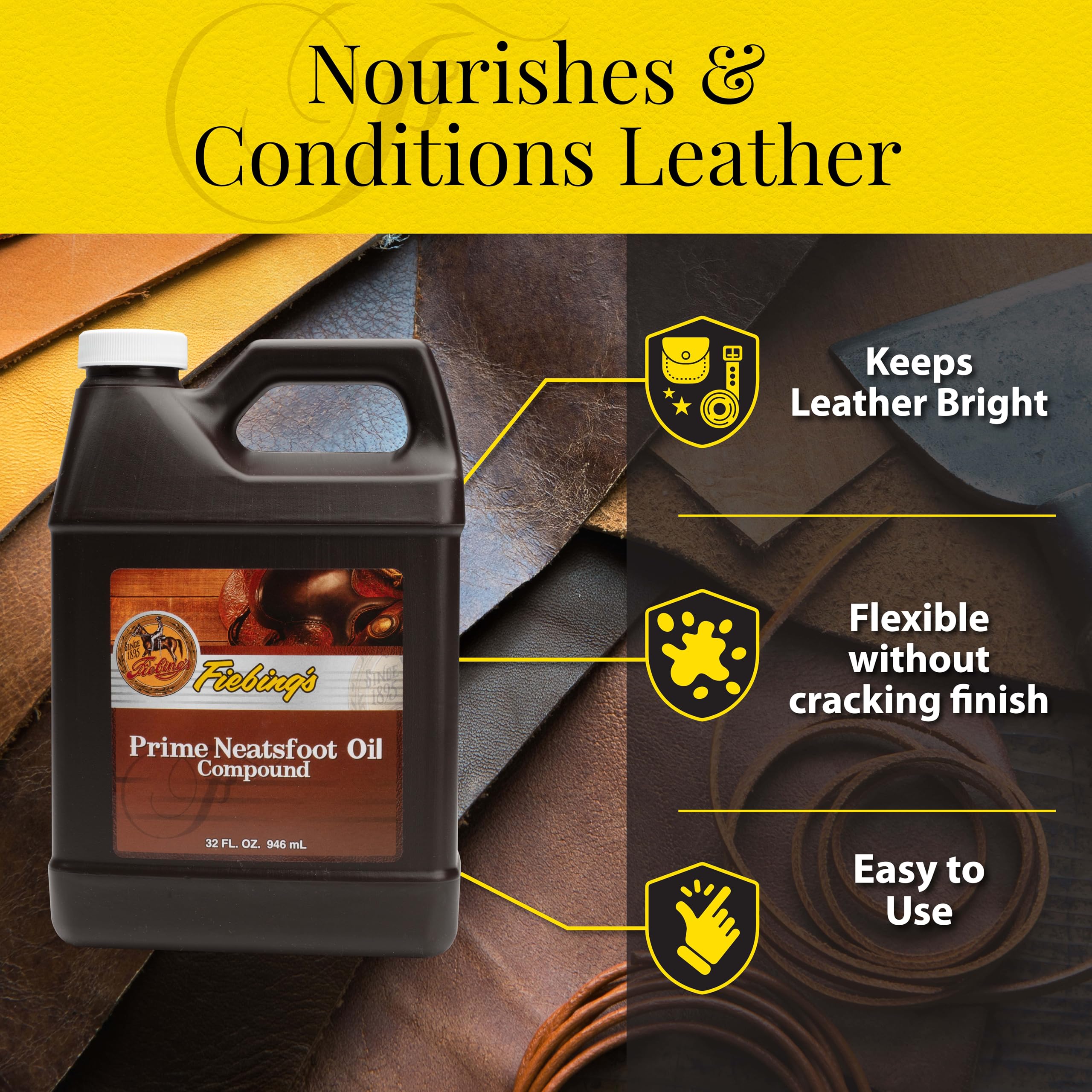 Fiebing's Prime Neatsfoot Oil softens leather for flexibility.
