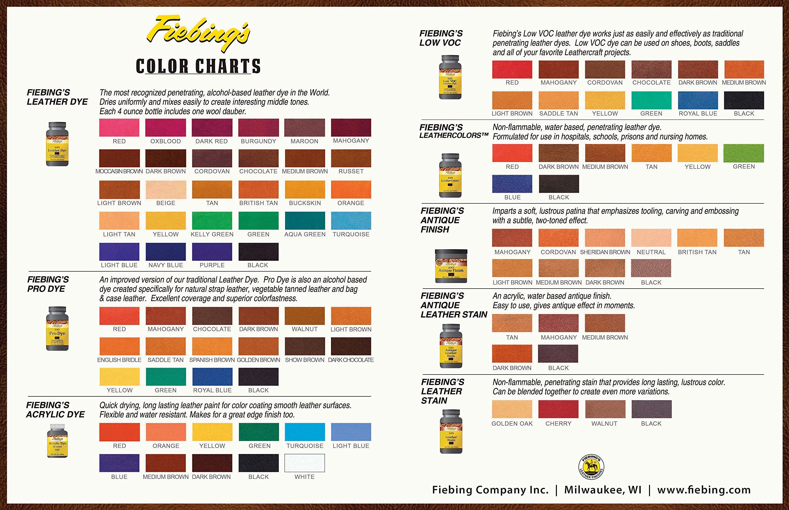 Fiebing's Pro Dye Light Brown swatch shows even color transition and depth.