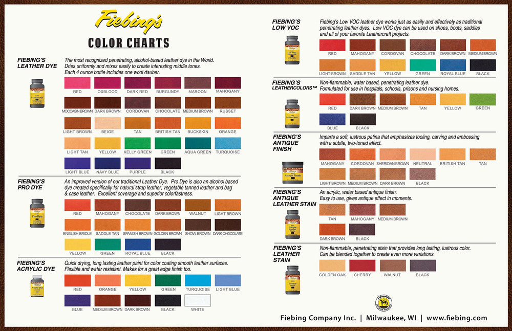 Fiebing's Pro Dye Light Brown swatch shows even color transition and depth.