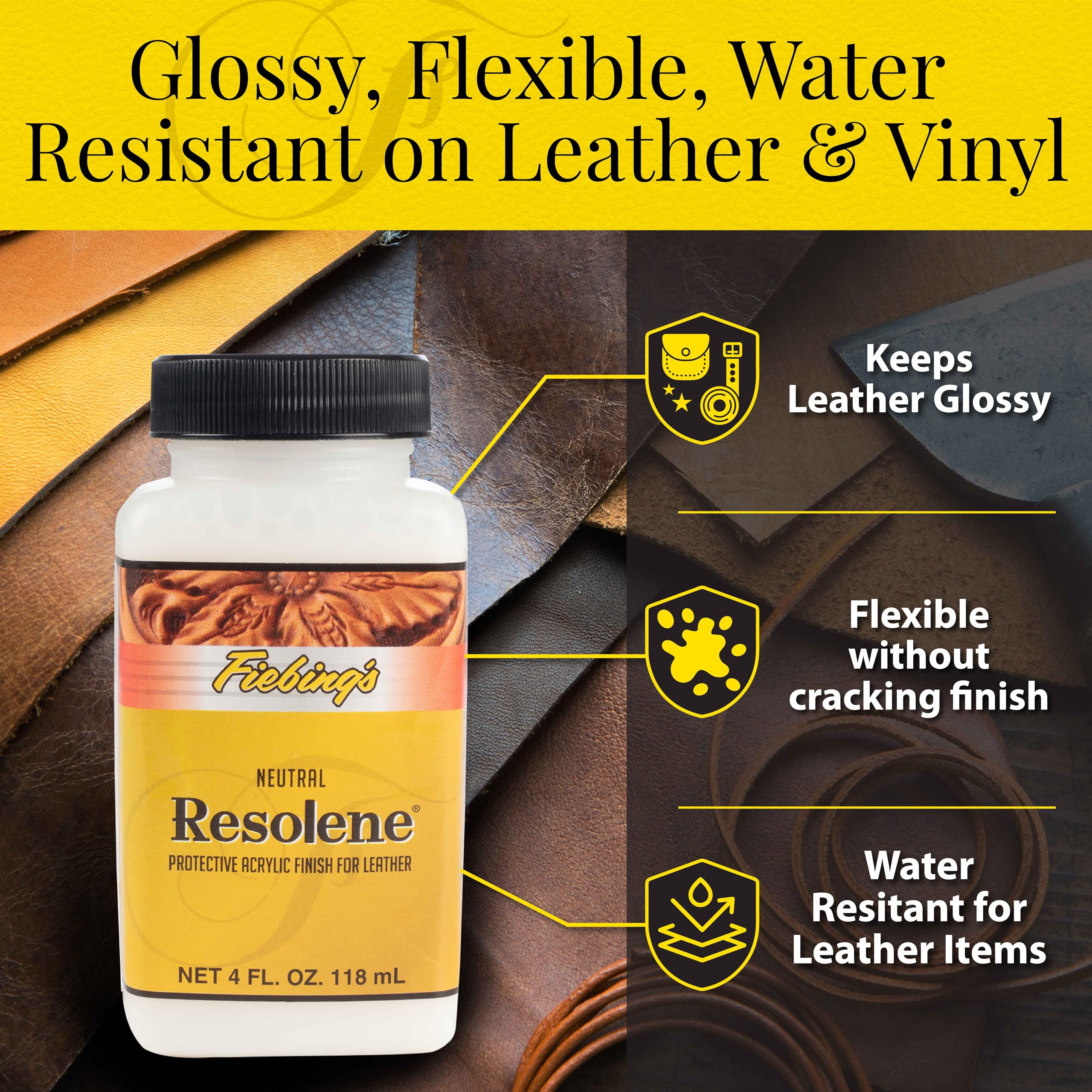 Fiebing's Resolene water-resistance test demonstrates moisture protection for outdoors or spills.