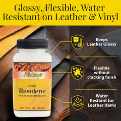 Fiebing's Resolene water-resistance test demonstrates moisture protection for outdoors or spills.